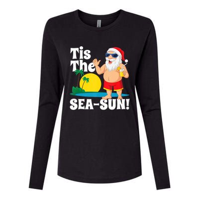 Drinking Santa Claus Tis The Seasun Christmas In July Gift Womens Cotton Relaxed Long Sleeve T-Shirt