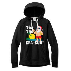 Drinking Santa Claus Tis The Seasun Christmas In July Gift Women's Fleece Hoodie