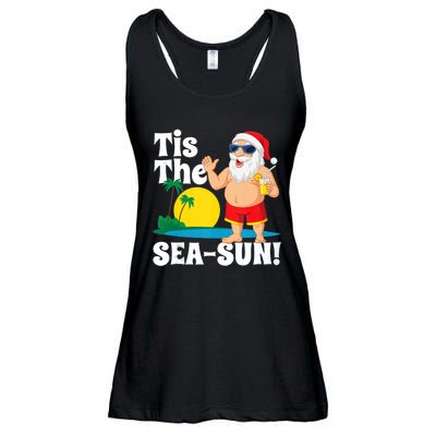 Drinking Santa Claus Tis The Seasun Christmas In July Gift Ladies Essential Flowy Tank