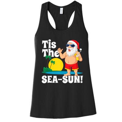 Drinking Santa Claus Tis The Seasun Christmas In July Gift Women's Racerback Tank