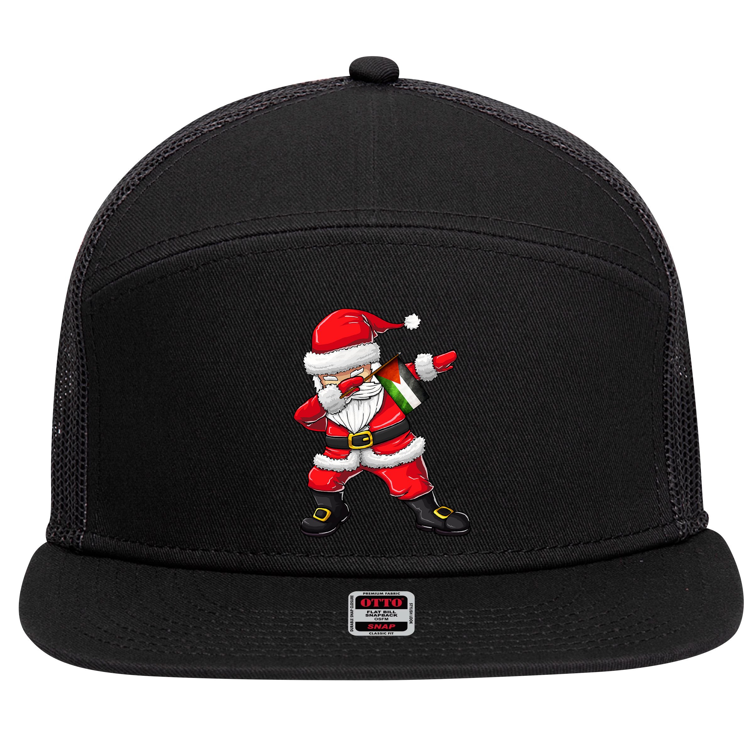 Dabbing Santa Claus From Palestine Xmas Gift 7 Panel Mesh Trucker Snapback Hat