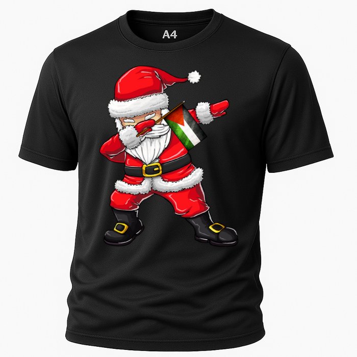 Dabbing Santa Claus From Palestine Xmas Gift Cooling Performance Crew T-Shirt