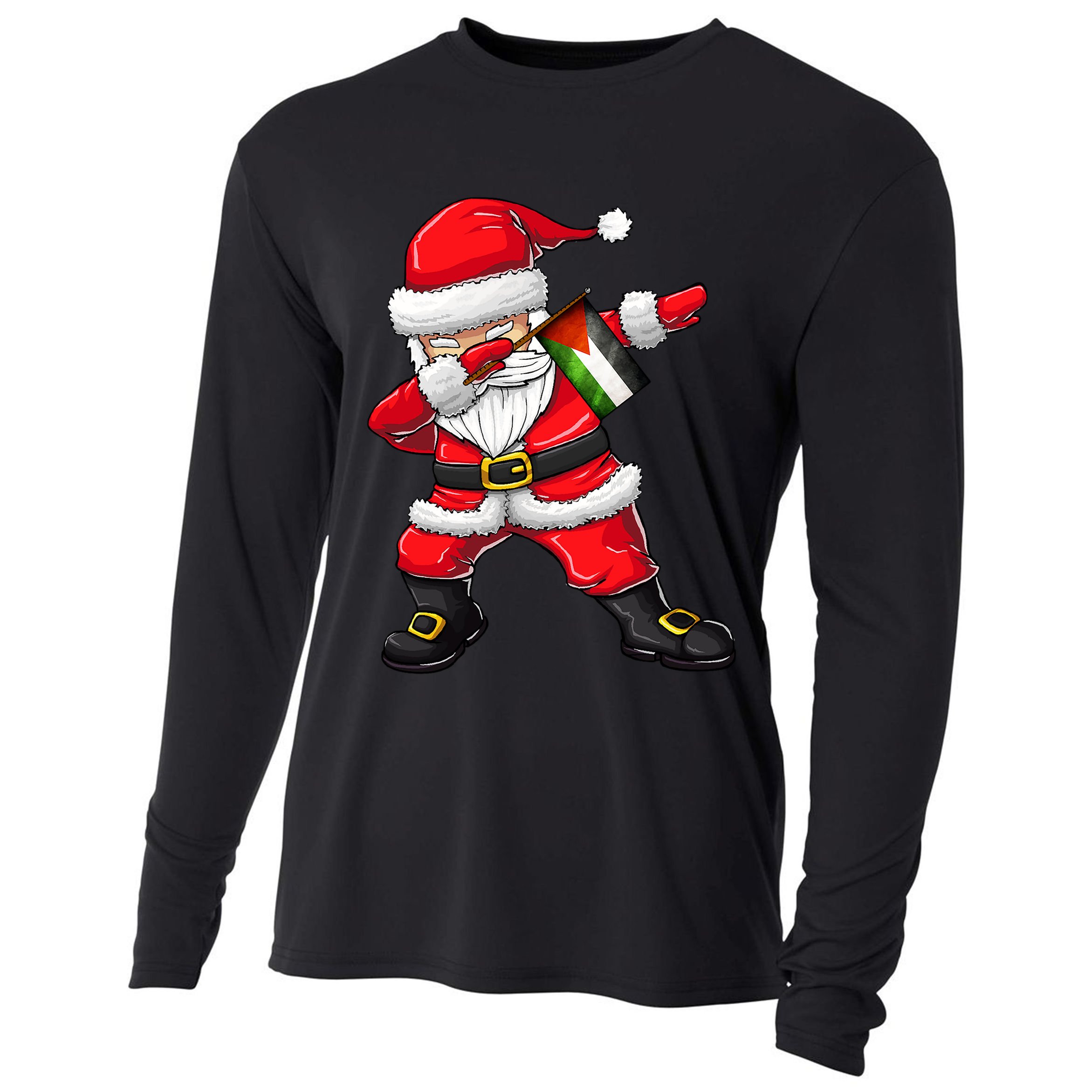 Dabbing Santa Claus From Palestine Xmas Gift Cooling Performance Long Sleeve Crew