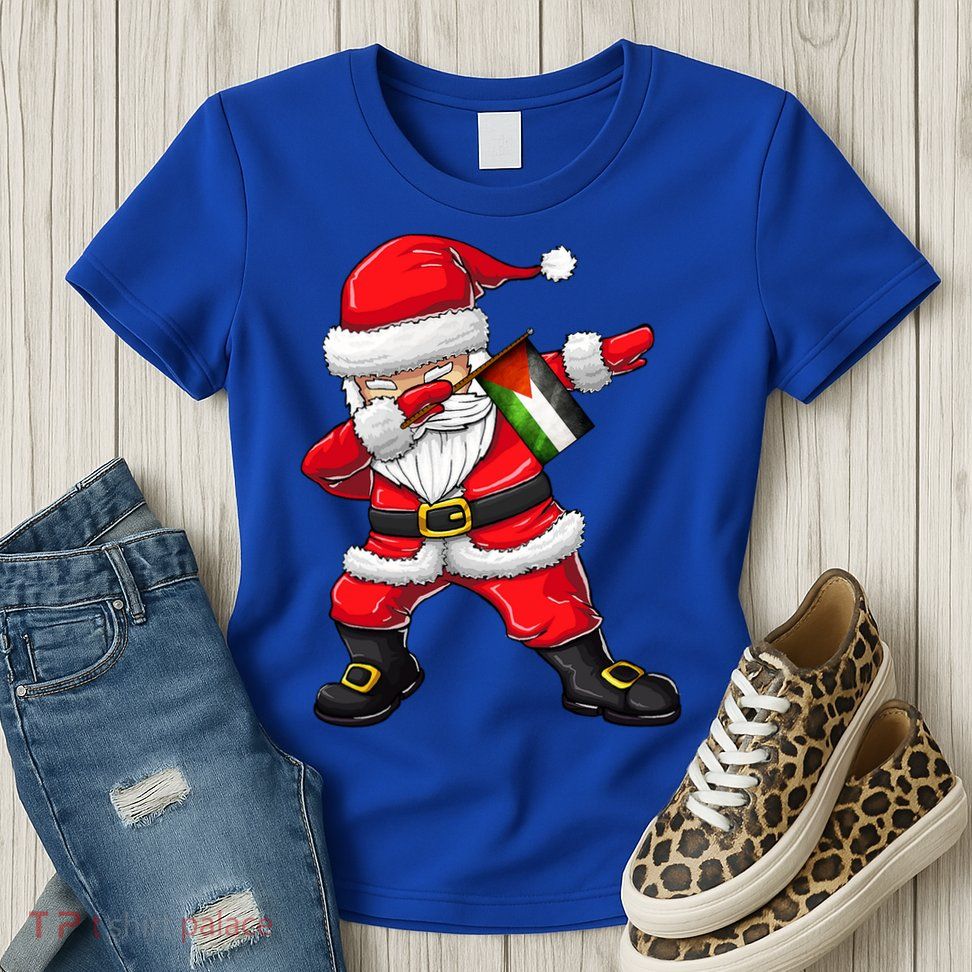 Dabbing Santa Claus From Palestine Xmas Gift Womens T-Shirt