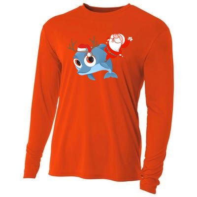 Dolphin Santa Claus Family Couple Matching Xmas Gift Cute Gift Cooling Performance Long Sleeve Crew