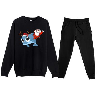 Dolphin Santa Claus Family Couple Matching Xmas Gift Cute Gift Premium Crewneck Sweatsuit Set