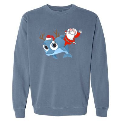 Dolphin Santa Claus Family Couple Matching Xmas Gift Cute Gift Garment-Dyed Sweatshirt