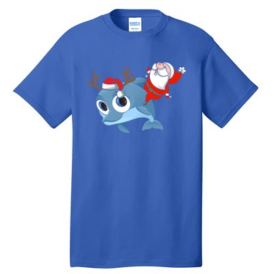 Dolphin Santa Claus Family Couple Matching Xmas Gift Cute Gift Tall T-Shirt