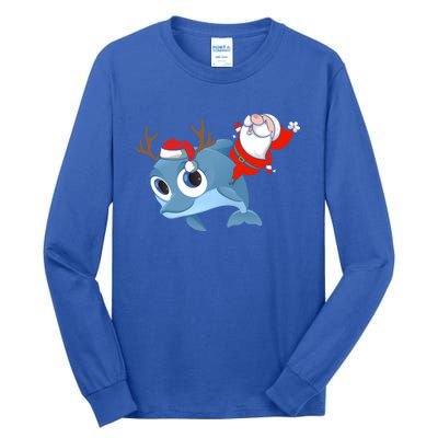 Dolphin Santa Claus Family Couple Matching Xmas Gift Cute Gift Tall Long Sleeve T-Shirt