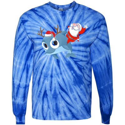 Dolphin Santa Claus Family Couple Matching Xmas Gift Cute Gift Tie-Dye Long Sleeve Shirt