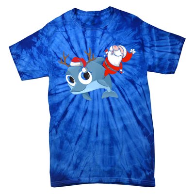 Dolphin Santa Claus Family Couple Matching Xmas Gift Cute Gift Tie-Dye T-Shirt