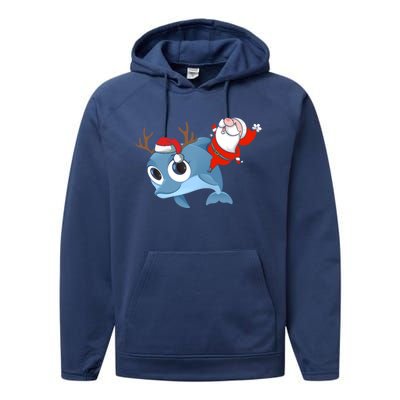 Dolphin Santa Claus Family Couple Matching Xmas Gift Cute Gift Performance Fleece Hoodie