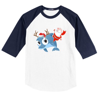 Dolphin Santa Claus Family Couple Matching Xmas Gift Cute Gift Baseball Sleeve Shirt