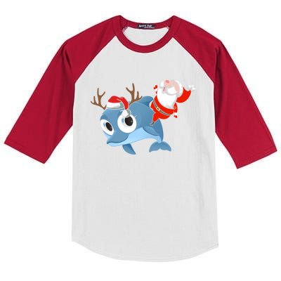 Dolphin Santa Claus Family Couple Matching Xmas Gift Cute Gift Kids Colorblock Raglan Jersey