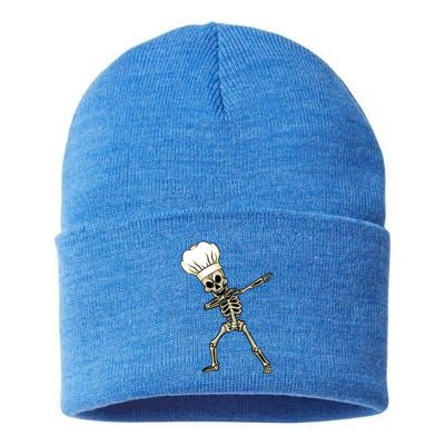 Dabbing Skeleton Chef Halloween Dabbing Scary Chef Great Gift Sustainable Knit Beanie