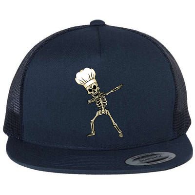 Dabbing Skeleton Chef Halloween Dabbing Scary Chef Great Gift Flat Bill Trucker Hat