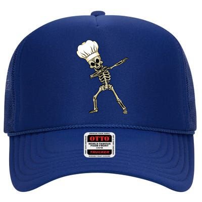 Dabbing Skeleton Chef Halloween Dabbing Scary Chef Great Gift High Crown Mesh Back Trucker Hat