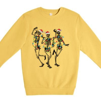 Dancing Skeleton Christmas Lights Funny Halloween Costume Great Gift Premium Crewneck Sweatshirt