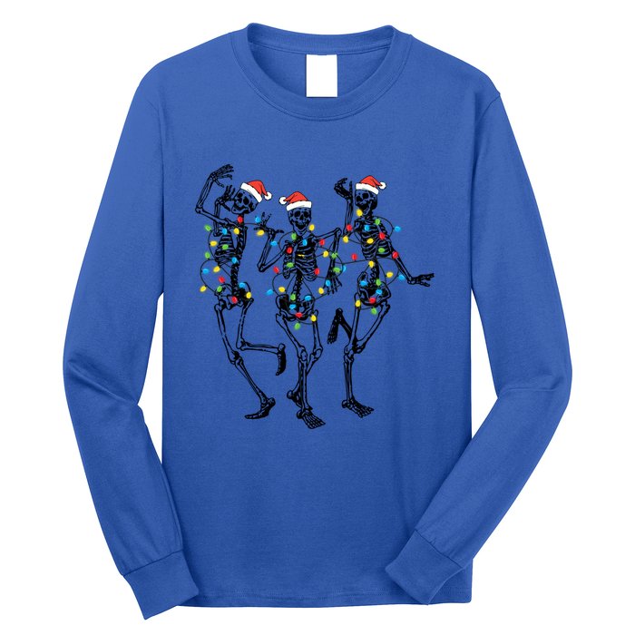 Dancing Skeleton Christmas Lights Funny Halloween Costume Great Gift Long Sleeve Shirt