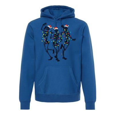 Dancing Skeleton Christmas Lights Funny Halloween Costume Great Gift Premium Hoodie