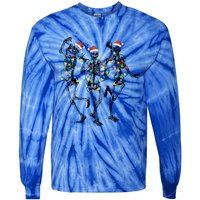 Dancing Skeleton Christmas Lights Funny Halloween Costume Great Gift Tie-Dye Long Sleeve Shirt