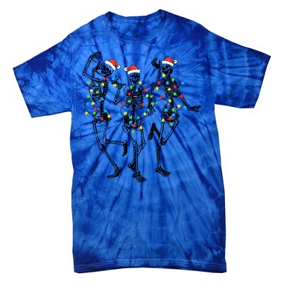 Dancing Skeleton Christmas Lights Funny Halloween Costume Great Gift Tie-Dye T-Shirt