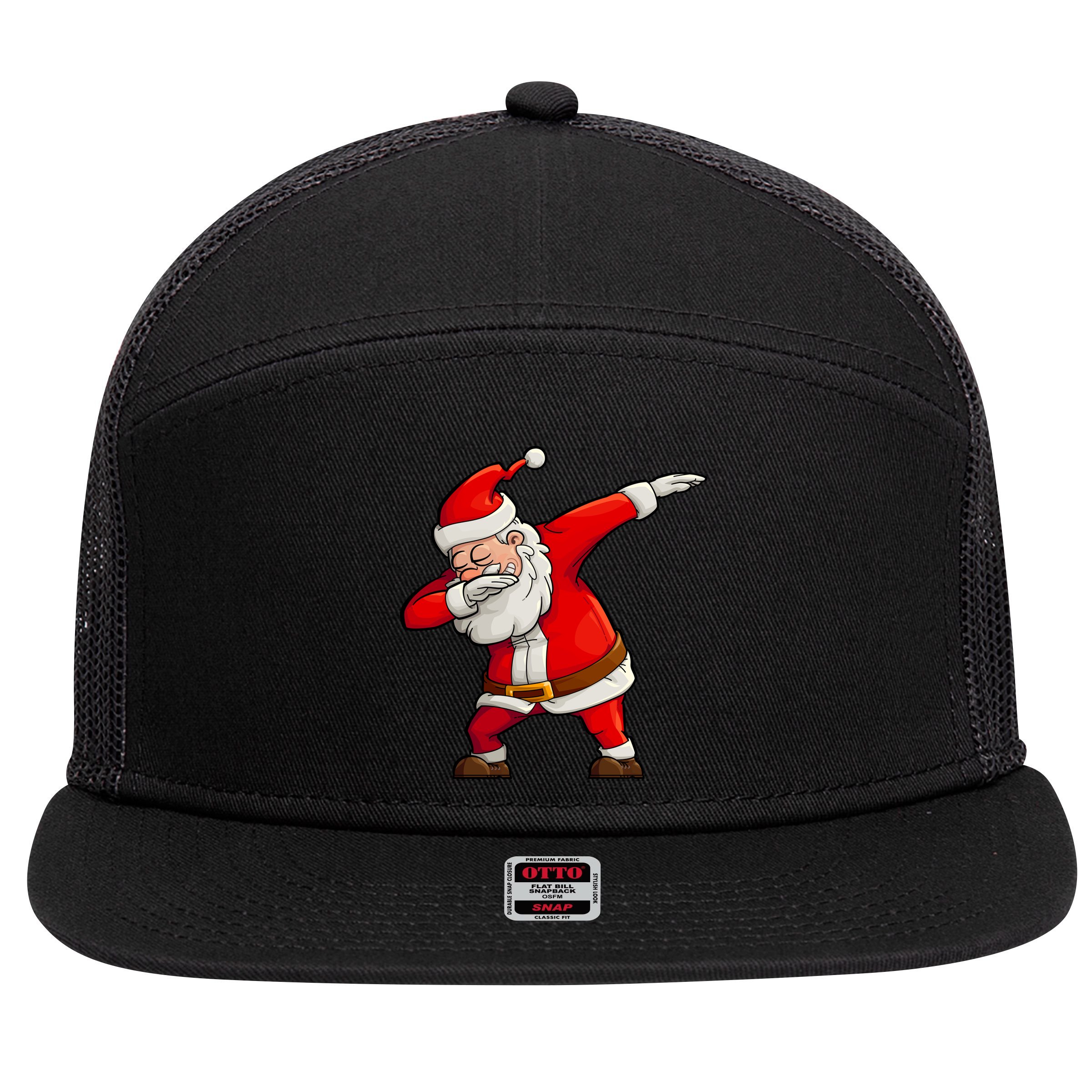 Dabbing Santa Claus 7 Panel Mesh Trucker Snapback Hat