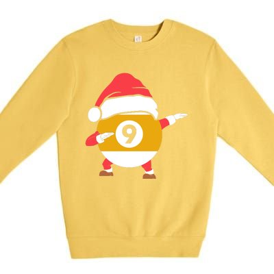 Dabbing Santa Claus Christmas Funny Pool Billiards Xmas Sport Premium Crewneck Sweatshirt