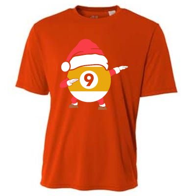 Dabbing Santa Claus Christmas Funny Pool Billiards Xmas Sport Cooling Performance Crew T-Shirt