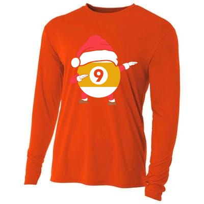 Dabbing Santa Claus Christmas Funny Pool Billiards Xmas Sport Cooling Performance Long Sleeve Crew