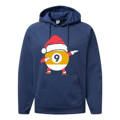 Dabbing Santa Claus Christmas Funny Pool Billiards Xmas Sport Performance Fleece Hoodie