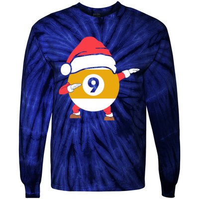 Dabbing Santa Claus Christmas Funny Pool Billiards Xmas Sport Tie-Dye Long Sleeve Shirt