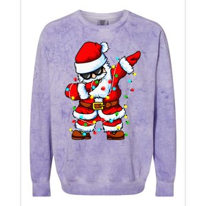 Dabbing Santa Claus Christmas Tree Lights Dab Xmas Colorblast Crewneck Sweatshirt