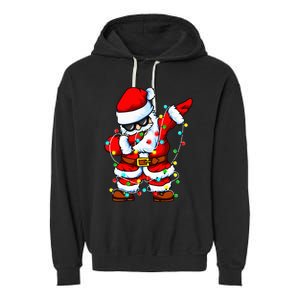 Dabbing Santa Claus Christmas Tree Lights Dab Xmas Garment-Dyed Fleece Hoodie