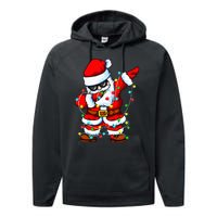 Dabbing Santa Claus Christmas Tree Lights Dab Xmas Performance Fleece Hoodie