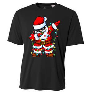 Dabbing Santa Claus Christmas Tree Lights Dab Xmas Cooling Performance Crew T-Shirt