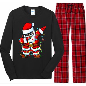 Dabbing Santa Claus Christmas Tree Lights Dab Xmas Long Sleeve Pajama Set