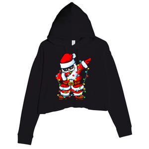 Dabbing Santa Claus Christmas Tree Lights Dab Xmas Crop Fleece Hoodie