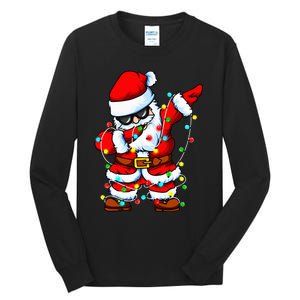 Dabbing Santa Claus Christmas Tree Lights Dab Xmas Tall Long Sleeve T-Shirt