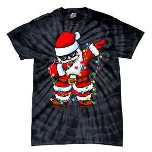 Dabbing Santa Claus Christmas Tree Lights Dab Xmas Tie-Dye T-Shirt