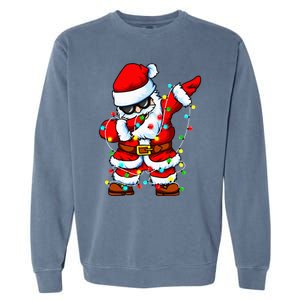 Dabbing Santa Claus Christmas Tree Lights Dab Xmas Garment-Dyed Sweatshirt