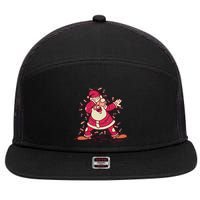 Dabbing Santa Cartoon 7 Panel Mesh Trucker Snapback Hat