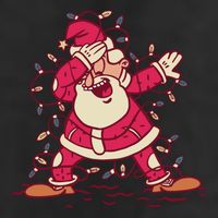 Dabbing Santa Cartoon 7 Panel Mesh Trucker Snapback Hat