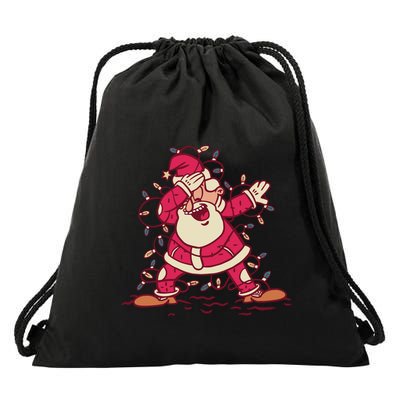 Dabbing Santa Cartoon Drawstring Bag