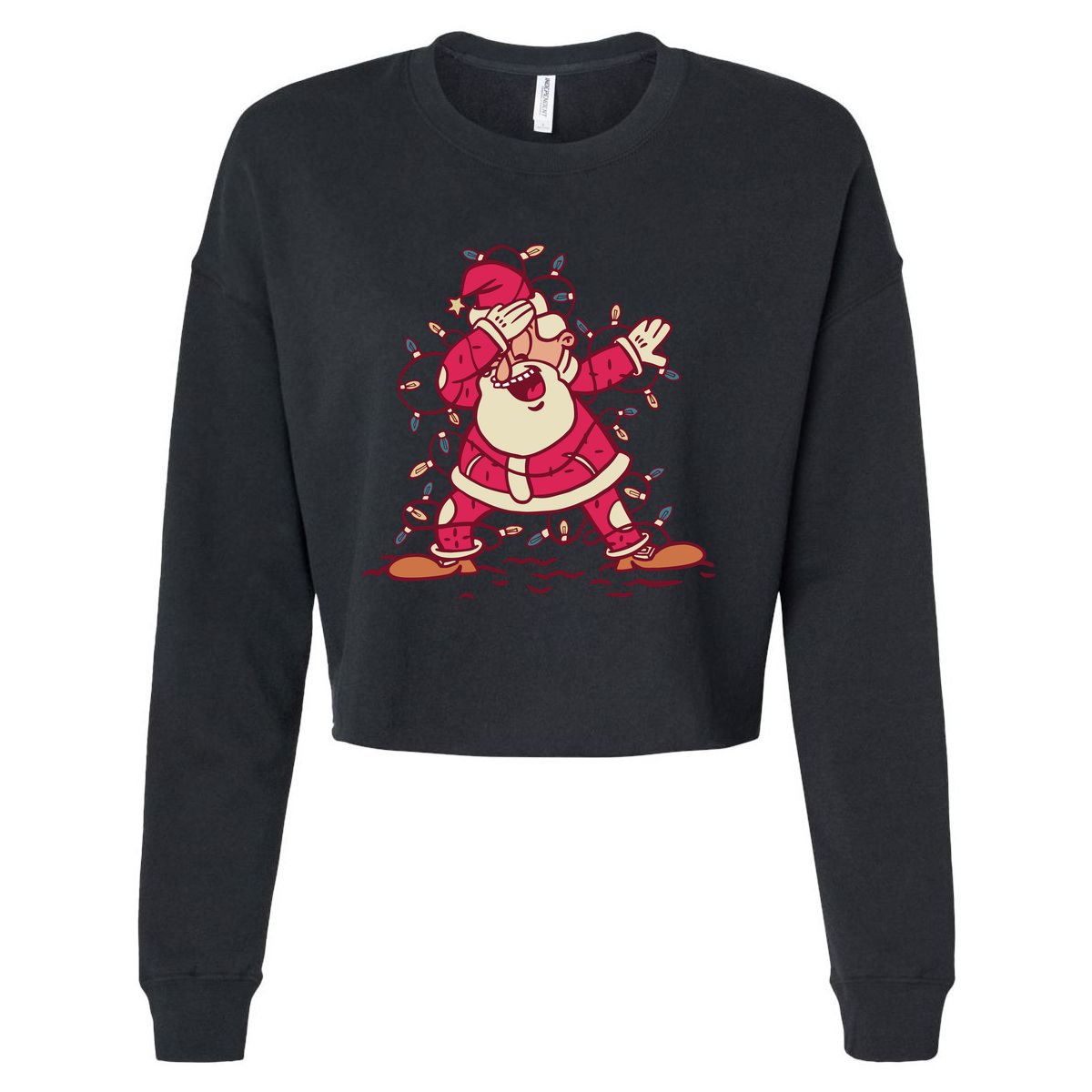 Dabbing Santa Cartoon Cropped Pullover Crew