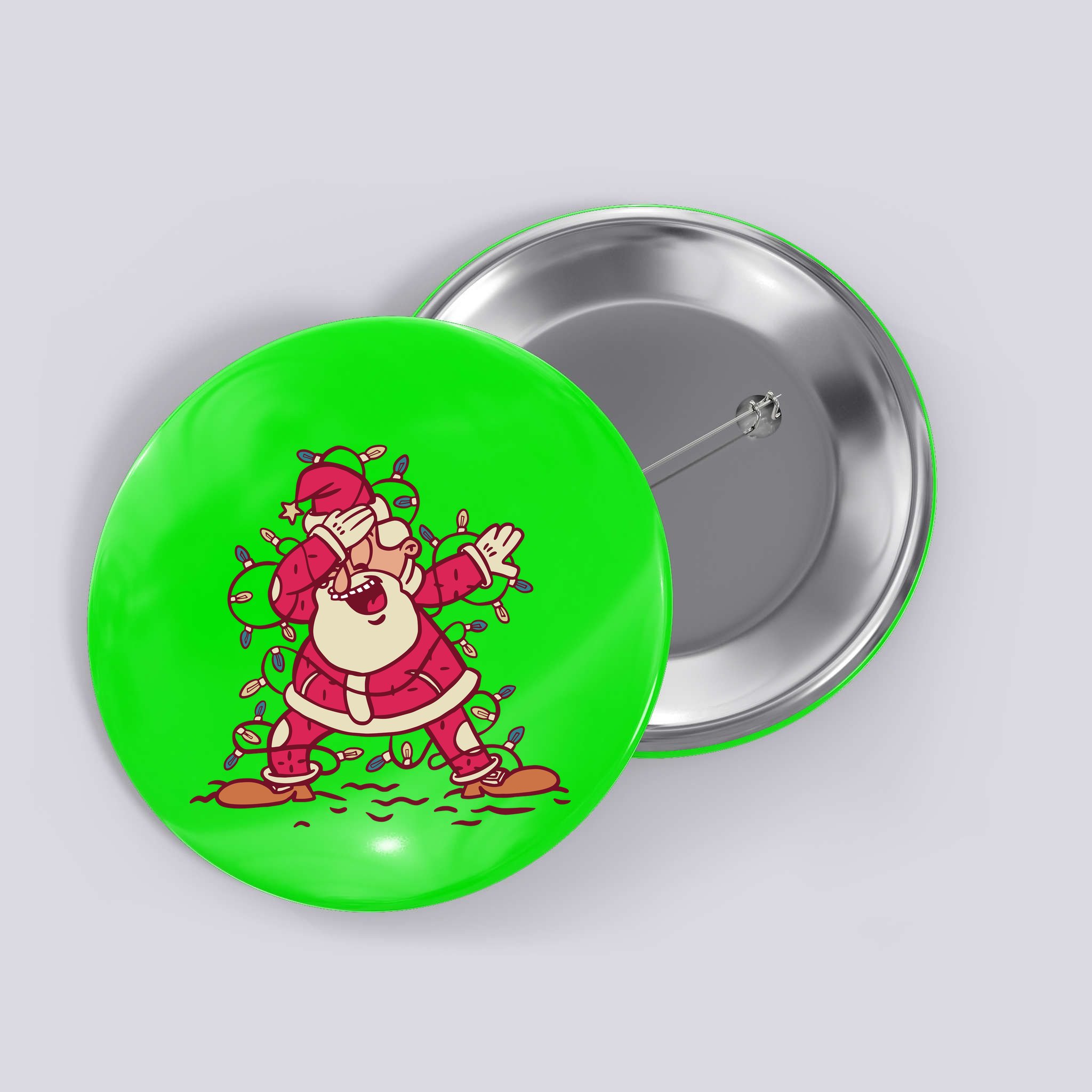 Dabbing Santa Cartoon Button