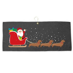 Dachshund Santa Christmas Sleigh Funny Dachshund Xmas Meaningful Gift Large Microfiber Waffle Golf Towel