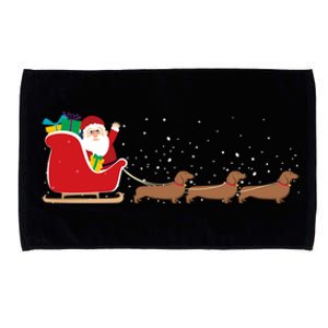 Dachshund Santa Christmas Sleigh Funny Dachshund Xmas Meaningful Gift Microfiber Hand Towel