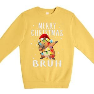 Dabbing Santa Capy Light Merry Christmas Bruh Boy Girl Funny Premium Crewneck Sweatshirt