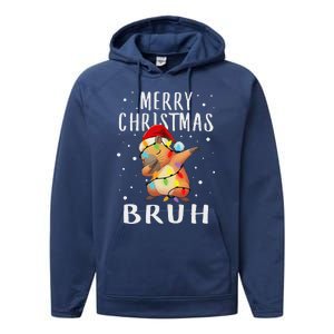 Dabbing Santa Capy Light Merry Christmas Bruh Boy Girl Funny Performance Fleece Hoodie